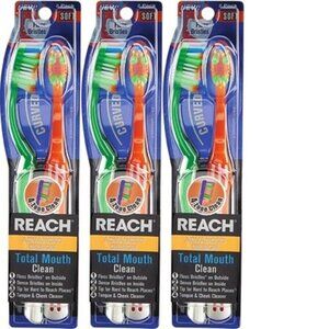 3 Sets of Reach 2-Pack Advanced Design Total Mouth Clean Toothbrushes, Soft